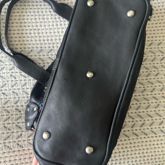 Maria's Artisan Shop Aurora Bag tan/purple/blue butterfly huipil CDB - Picture 3 of 7